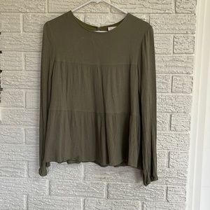 Pink Lily Olive Green Long Sleeve Top